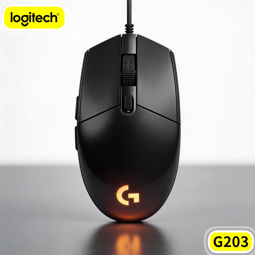 Logitech Mouse G203 - ロジクール G203 有線ゲーミングマウス 快適な長時間使用可能 調整可能なRGB ノートパソコン用滑り止めベース