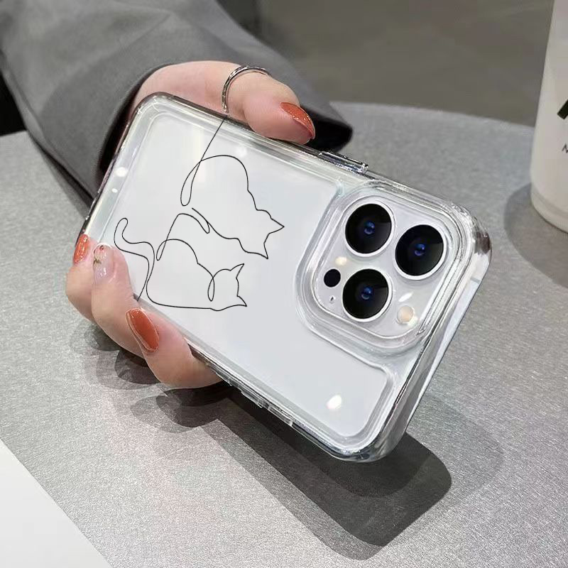 かわいいライン猫柄の落下防止スマホケース Xiaomi 14 - Receipt Printer Thermal のレビューと価格