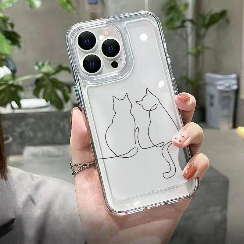 かわいいライン猫柄の落下防止スマホケース Xiaomi 14 - Receipt Printer Thermal のレビューと価格